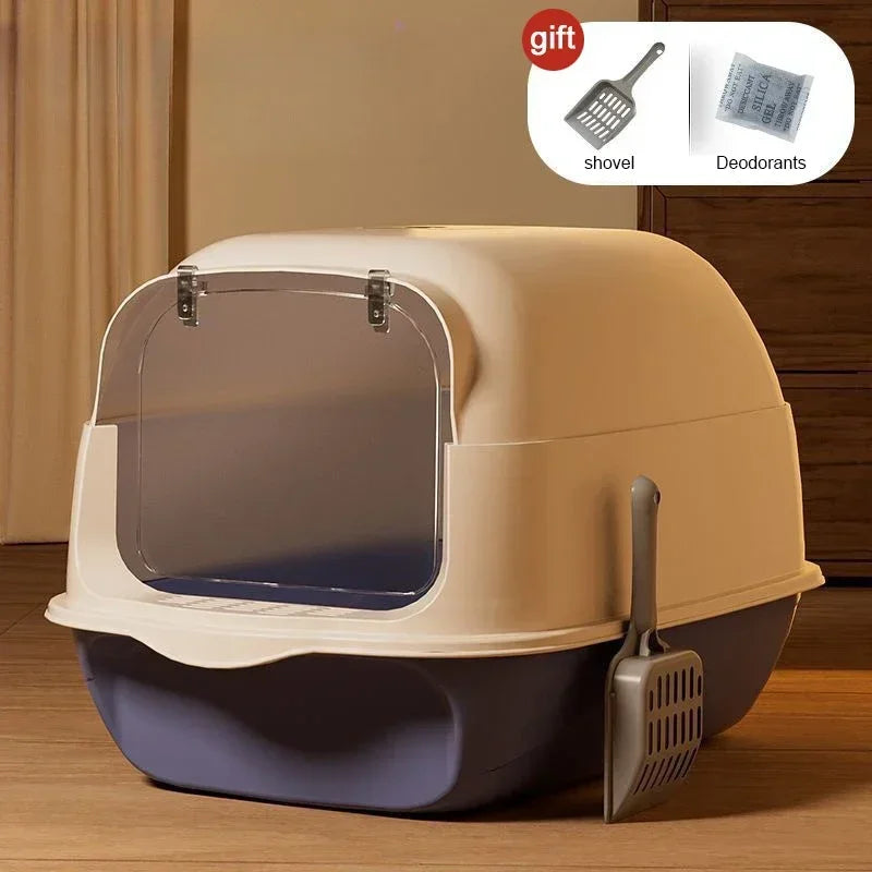 Fully Enclosed Large Cat Litter Box with Removable Top