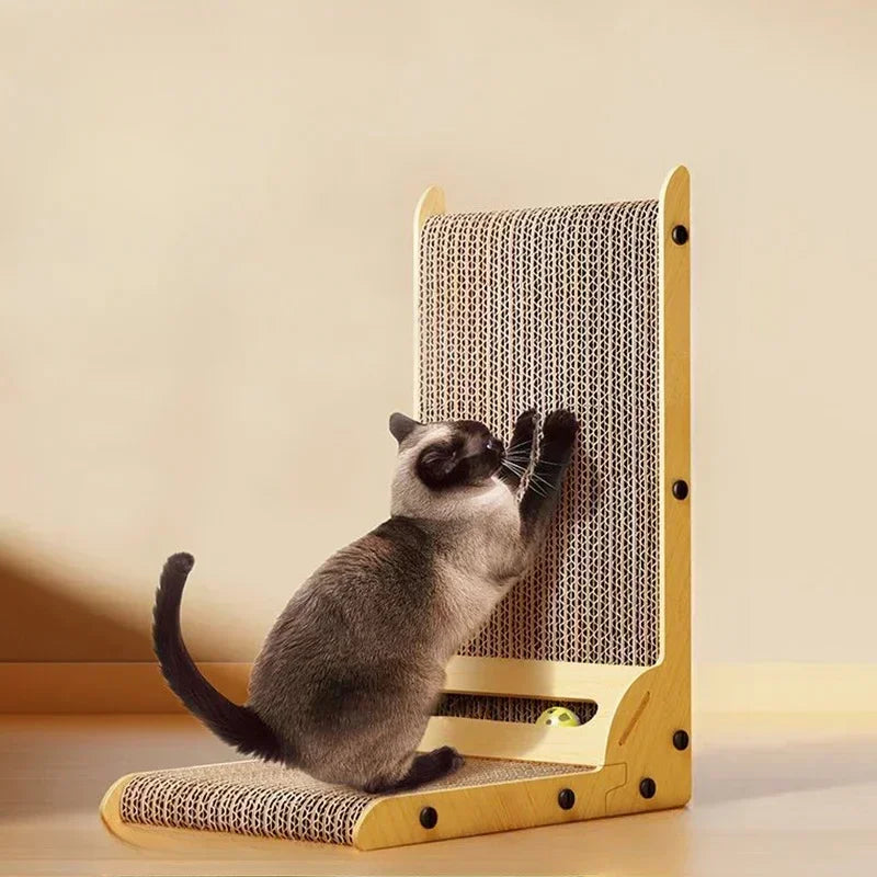 L-Shaped Wooden Cat Scratching Board – Durable & Scratch Resistant