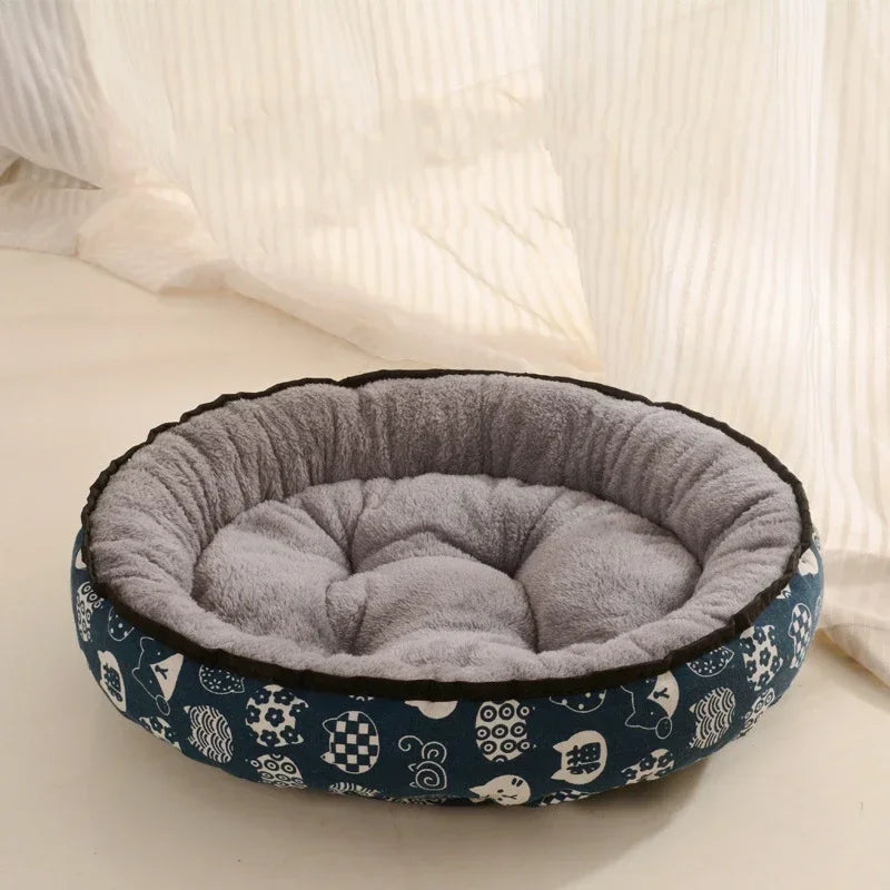 Round Dog & Cat Bed – Plush, Breathable, Cozy Nest