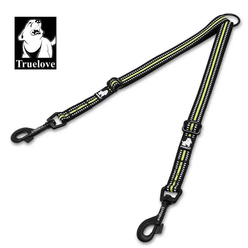 TRUELOVE Reflective Double Dog Leash TLL2371 – Adjustable No-Tangle Coupler for Two Dogs