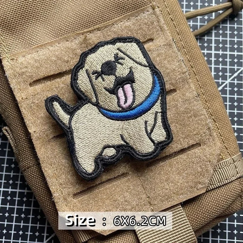 Cartoon Dog Morality Badge – Husky, Akita, Shibuya Embroidered Hook & Loop Patch for Clothing, Bags, Shoes, Hats & DIY