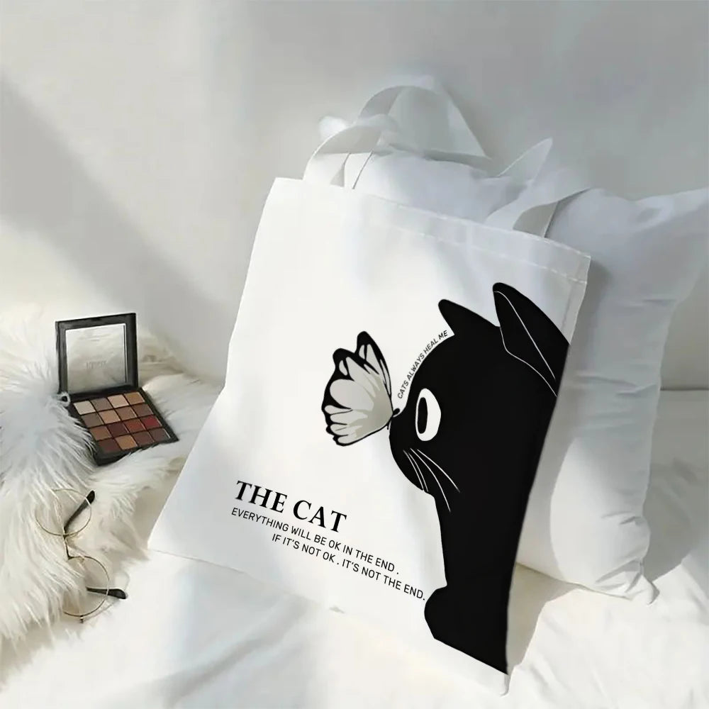 Kawaii Cartoon Animal Tote Bag – Large Capacity Linen Shoulder Bag