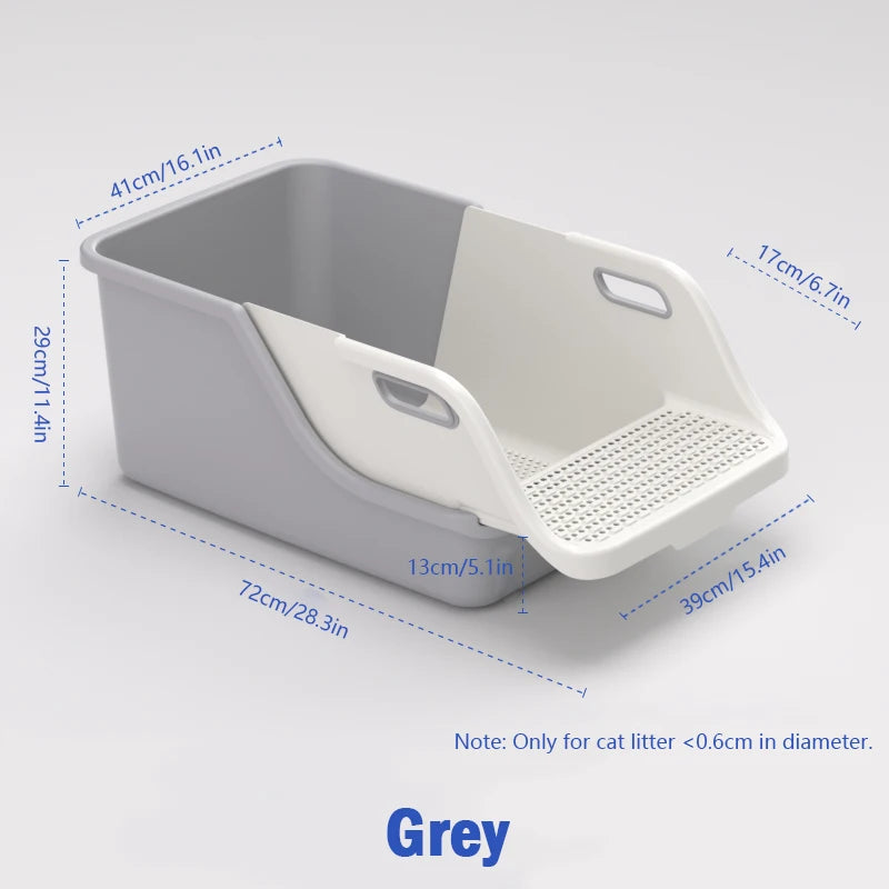 Extra-Large Semi-Closed Cat Litter Box with Splash Guard