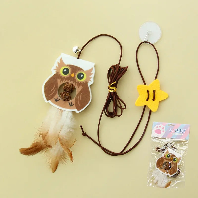 Interactive Door Hanging Cat Toy with Elastic Catching Rope