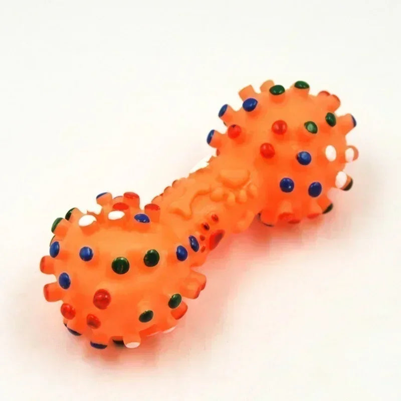 Rubber Squeaky Dumbbell Dog Toy for Chewing & Play