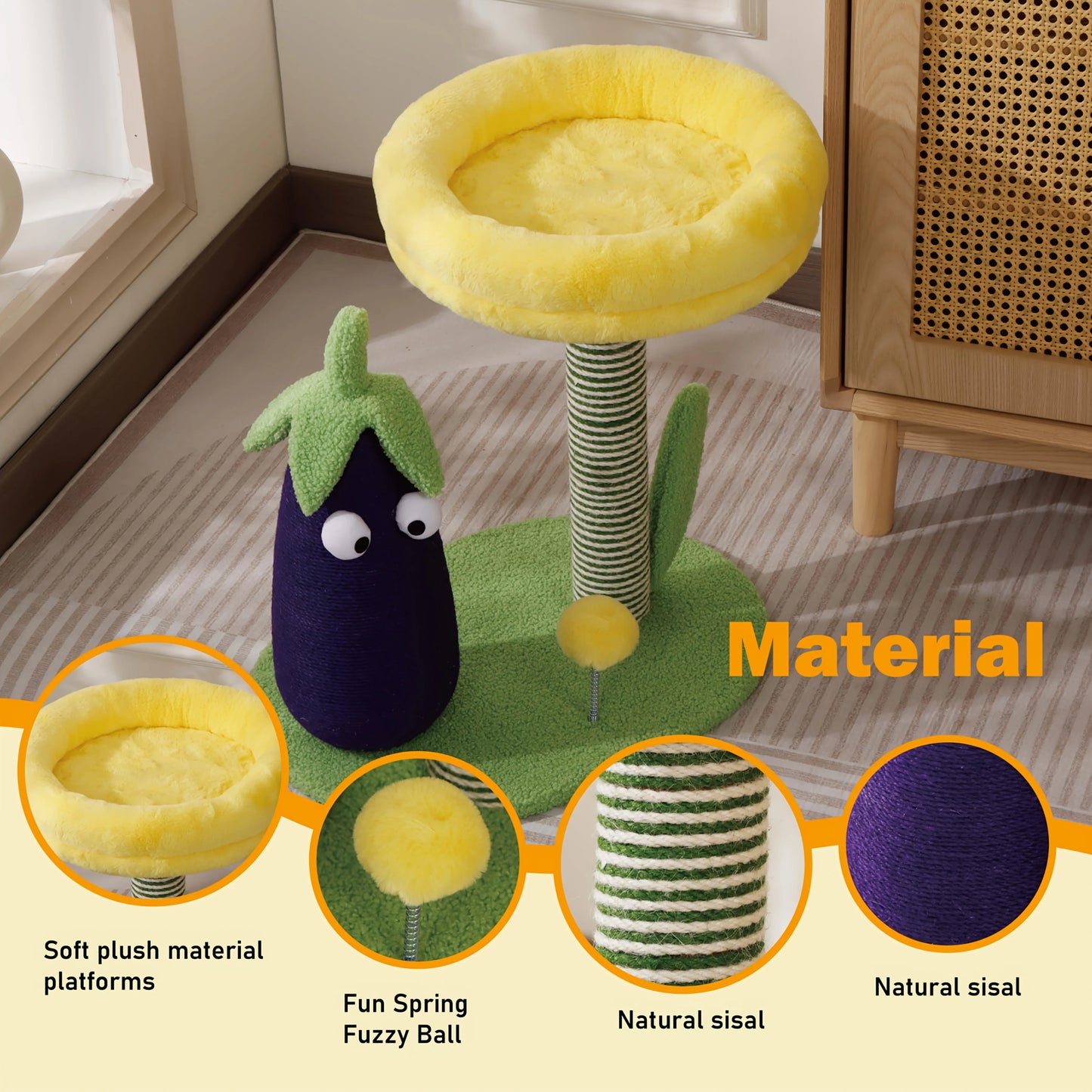 Purple Eggplant-Shaped Cat Scratching Post with Sisal Pad