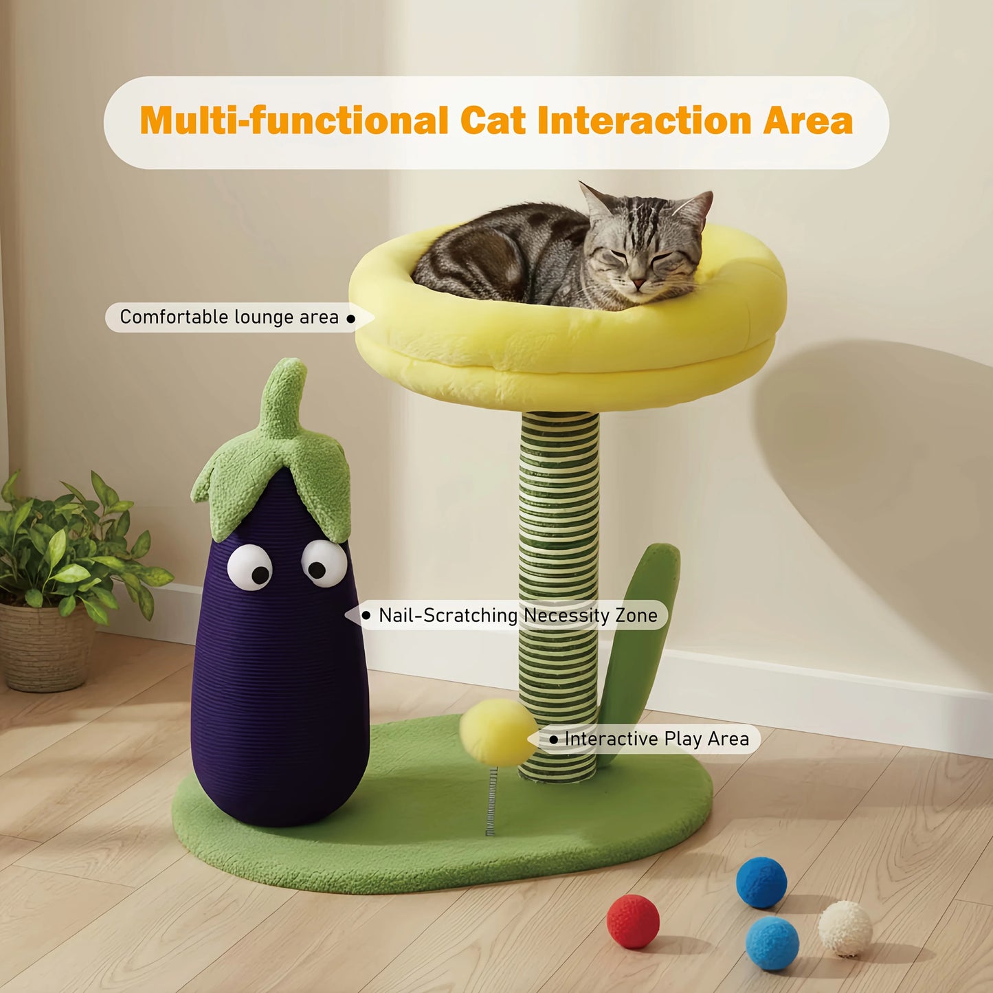Purple Eggplant-Shaped Cat Scratching Post with Sisal Pad