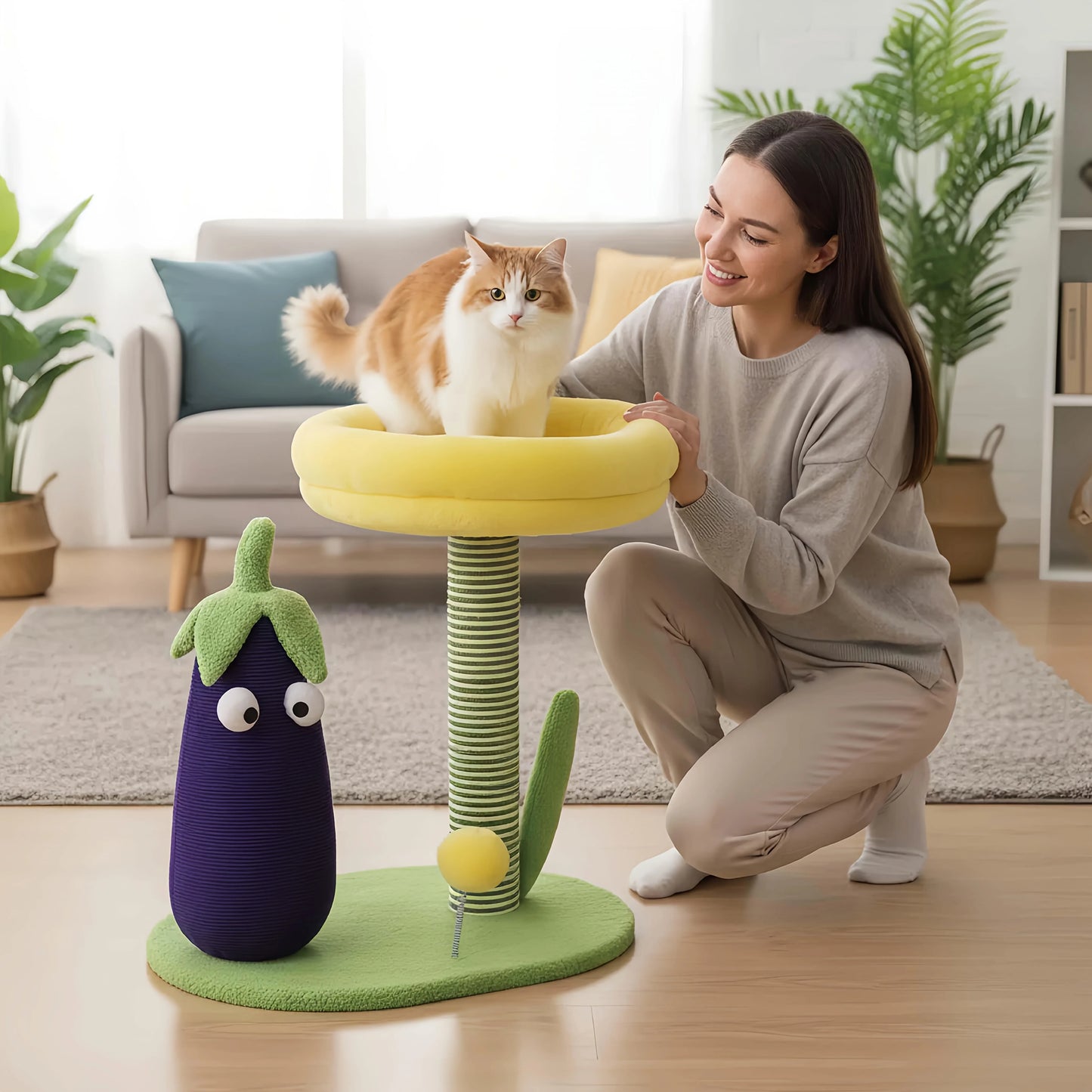 Purple Eggplant-Shaped Cat Scratching Post with Sisal Pad
