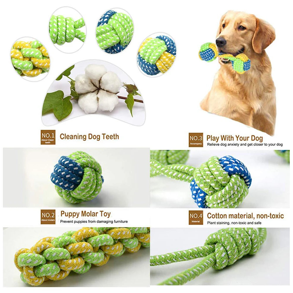 Durable Cotton Rope Dog Toy for Chewing & Dental Care