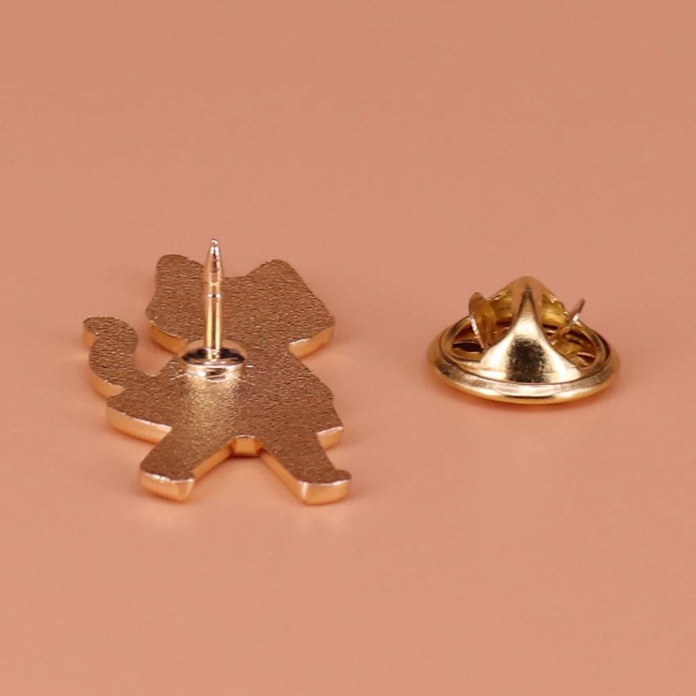 Elegant Walking Cat Enamel Lapel Pin