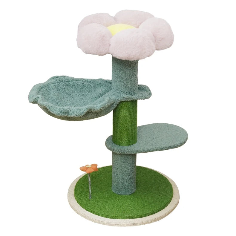 Luxury Flower-Shaped Cat Tree with Sisal Scratching Column – 2-Level Climbing Tower