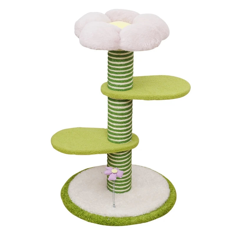 Luxury Flower-Shaped Cat Tree with Sisal Scratching Column – 2-Level Climbing Tower