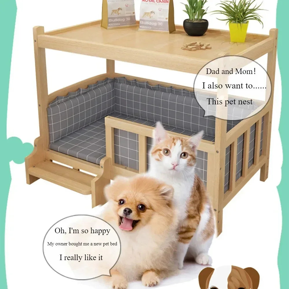 Modern Solid Wood Pet House & Dog Bed Side Table