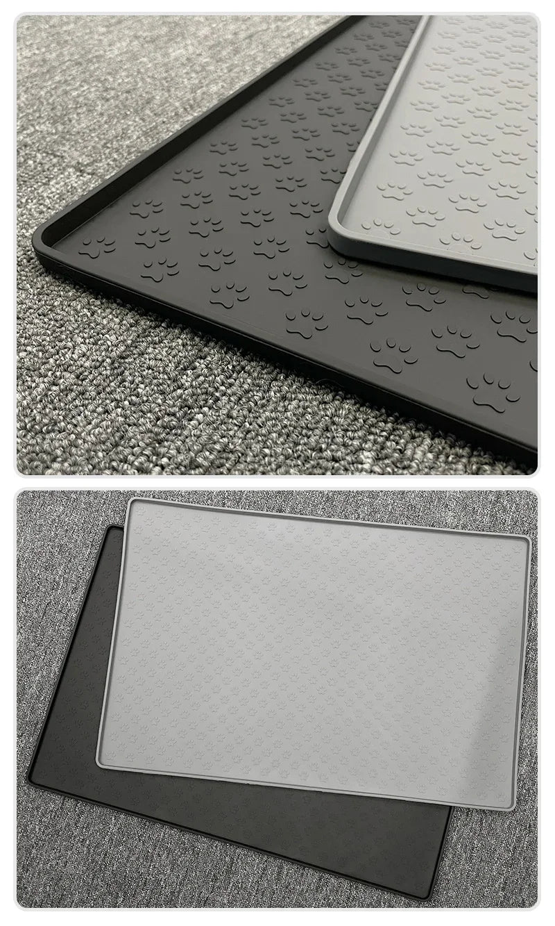 Waterproof Silicone Pet Feeding Mat with Raised Edges
