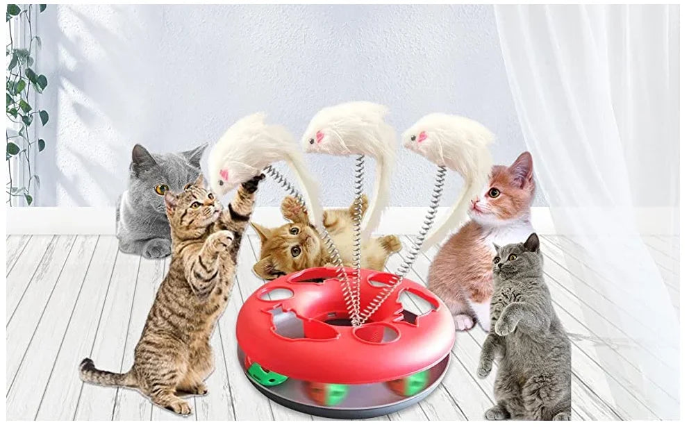 Interactive Cat Roller Track Toy Set with Catnip Spring Mouse & Exercise Balls
