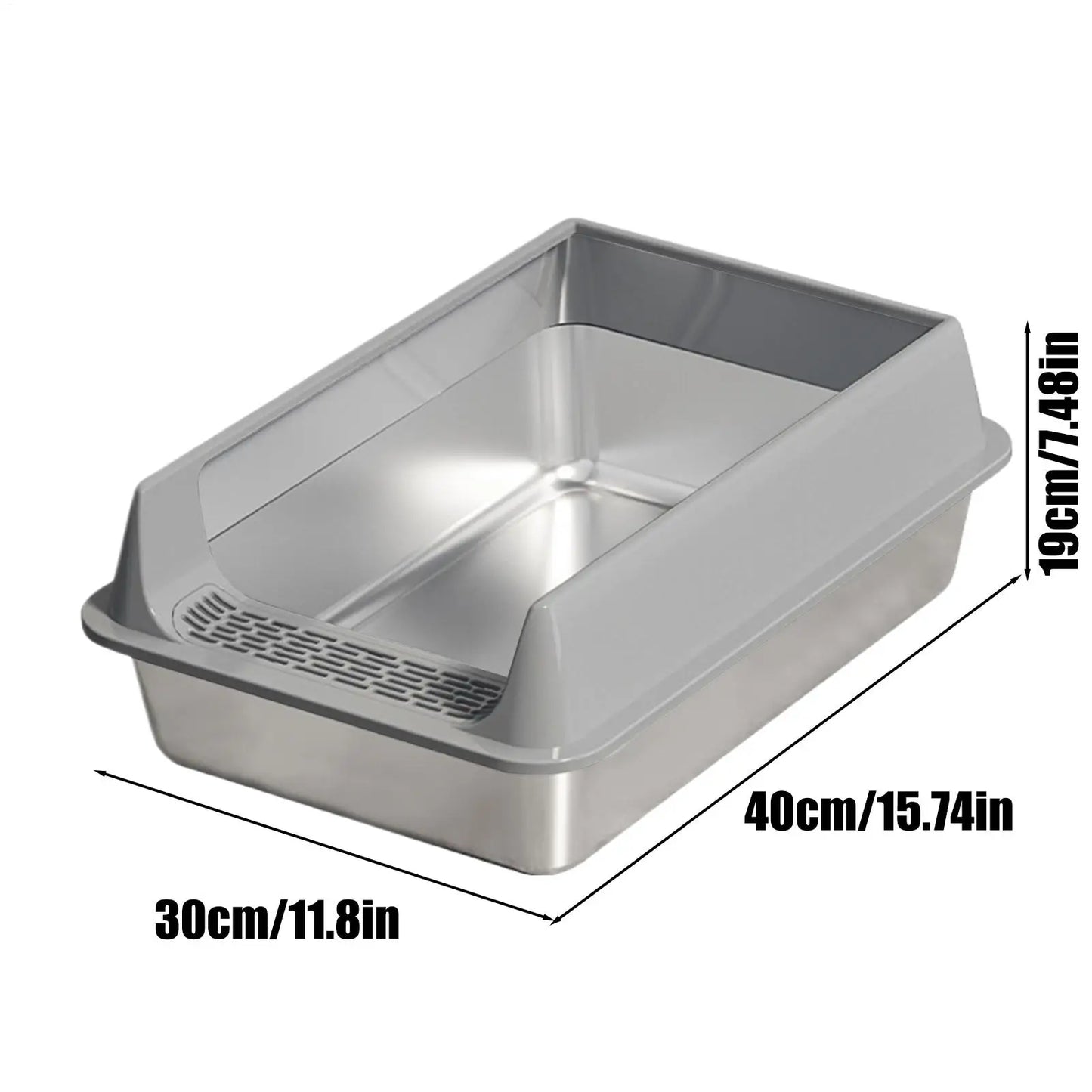 Stainless Steel Semi-Closed Cat Litter Box with Scoop – Large & Splashproof