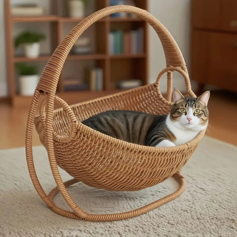 Indoor Hanging Cat Hammock Bed with Support Bracket