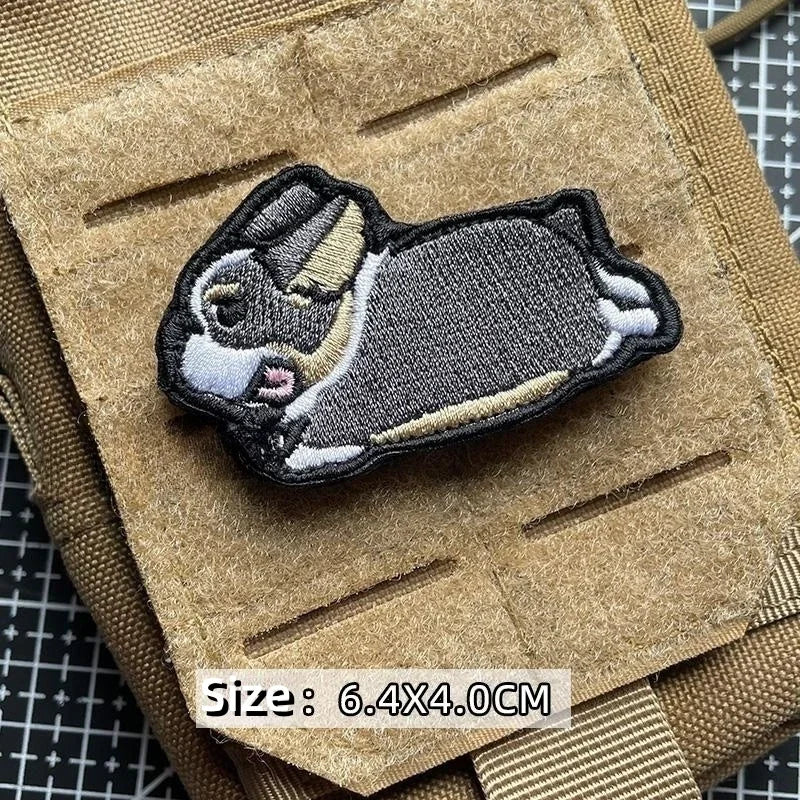 Cartoon Dog Morality Badge – Husky, Akita, Shibuya Embroidered Hook & Loop Patch for Clothing, Bags, Shoes, Hats & DIY