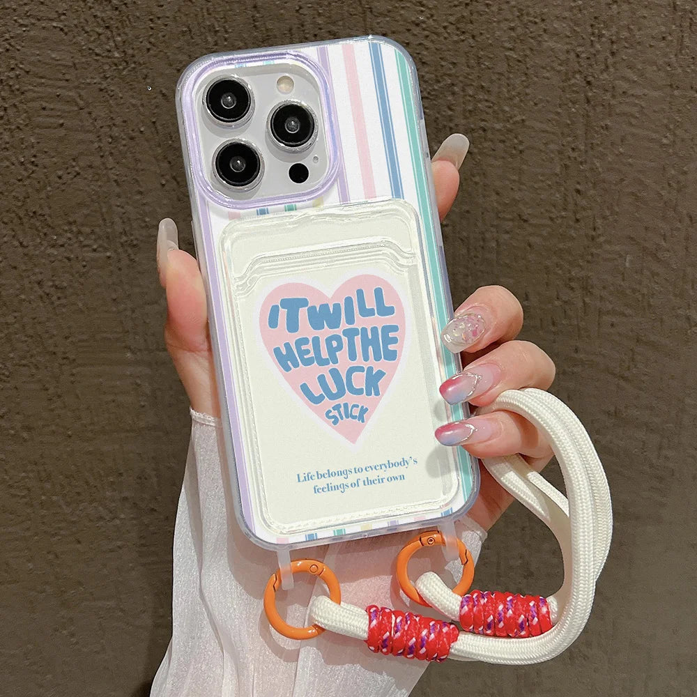 Cute Animal Wallet iPhone Case – Card Holder Silicone Phone Cover with Lanyard