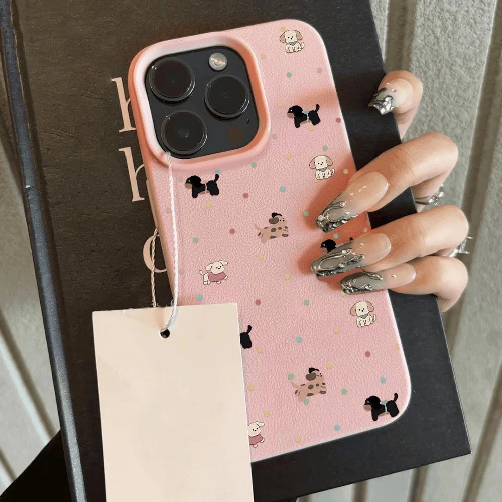 Polka Dot Cartoon Animal iPhone Case – Shockproof Silicone Phone Cover