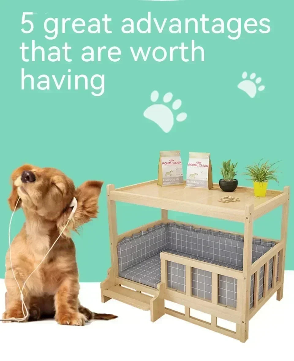 Modern Solid Wood Pet House & Dog Bed Side Table