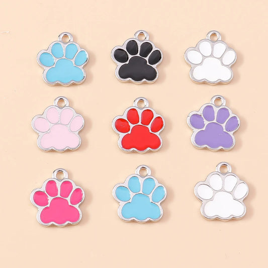 20PCS Cute Dog Paw Enamel Charms for DIY Jewelry