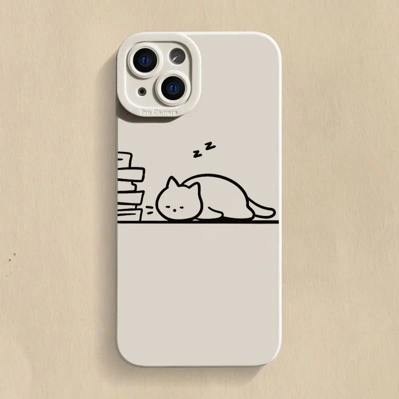 Funny Cat Couple iPhone Case – Cartoon Animal Shockproof Silicone Cover