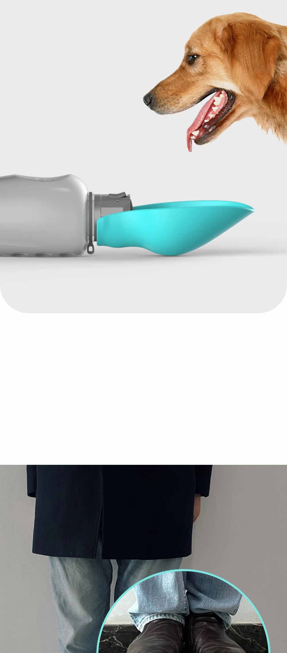 800ML Portable Dog Water Bottle Dispenser for Travel & Outdoor Use