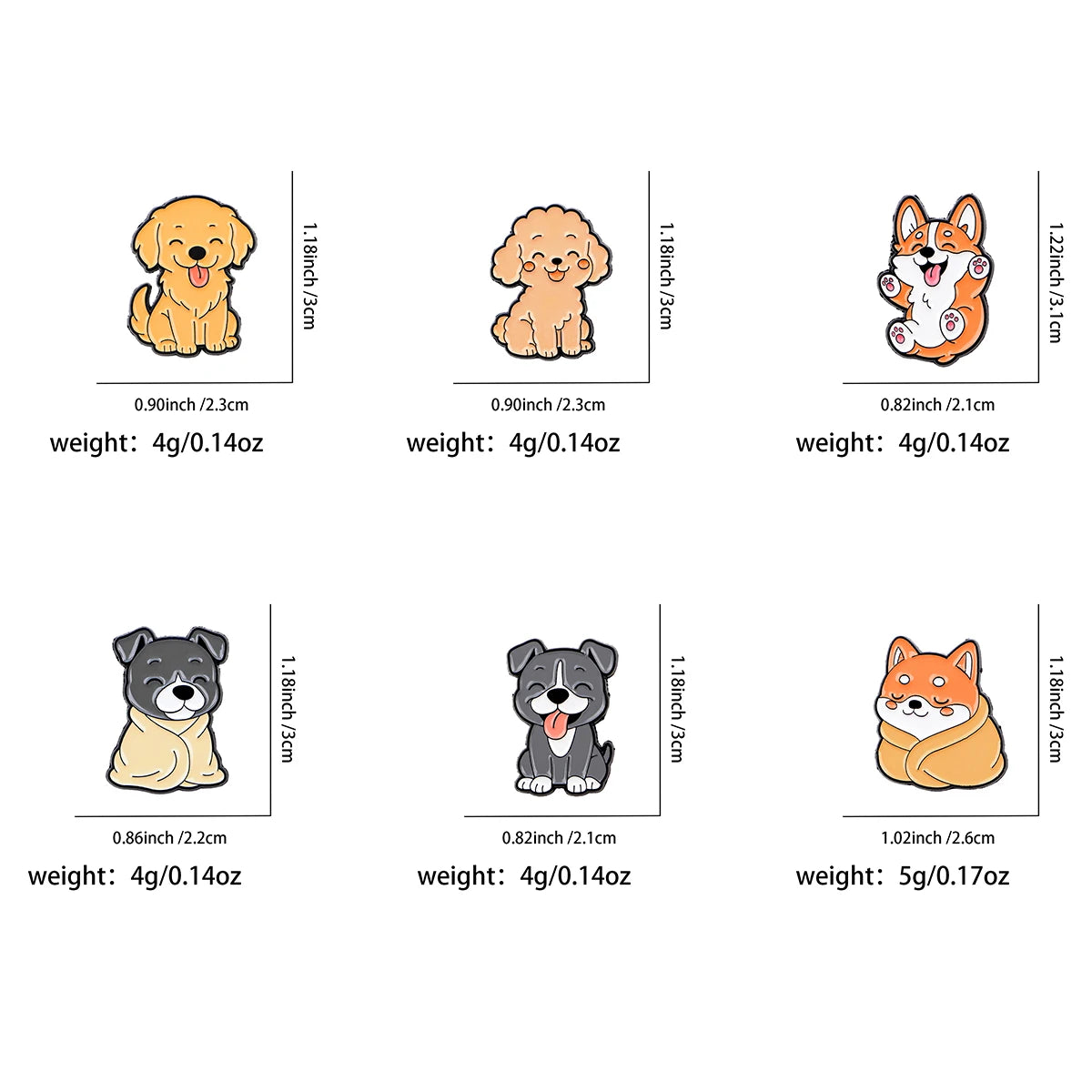 Cute Cartoon Dog Enamel Lapel Pins