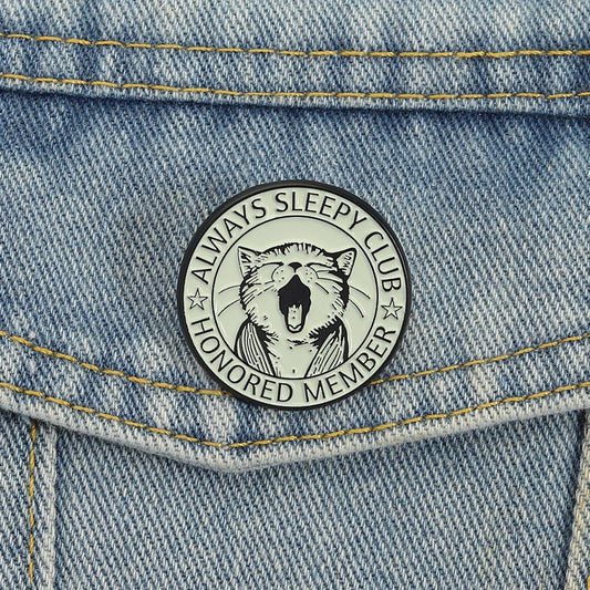 “Always Sleeping Club” Cute Cat Enamel Pin