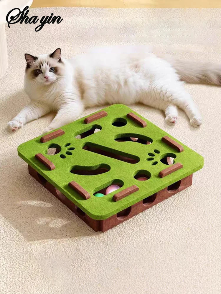Interactive Puzzle Cat Toy – Felt Maze & Digging Box