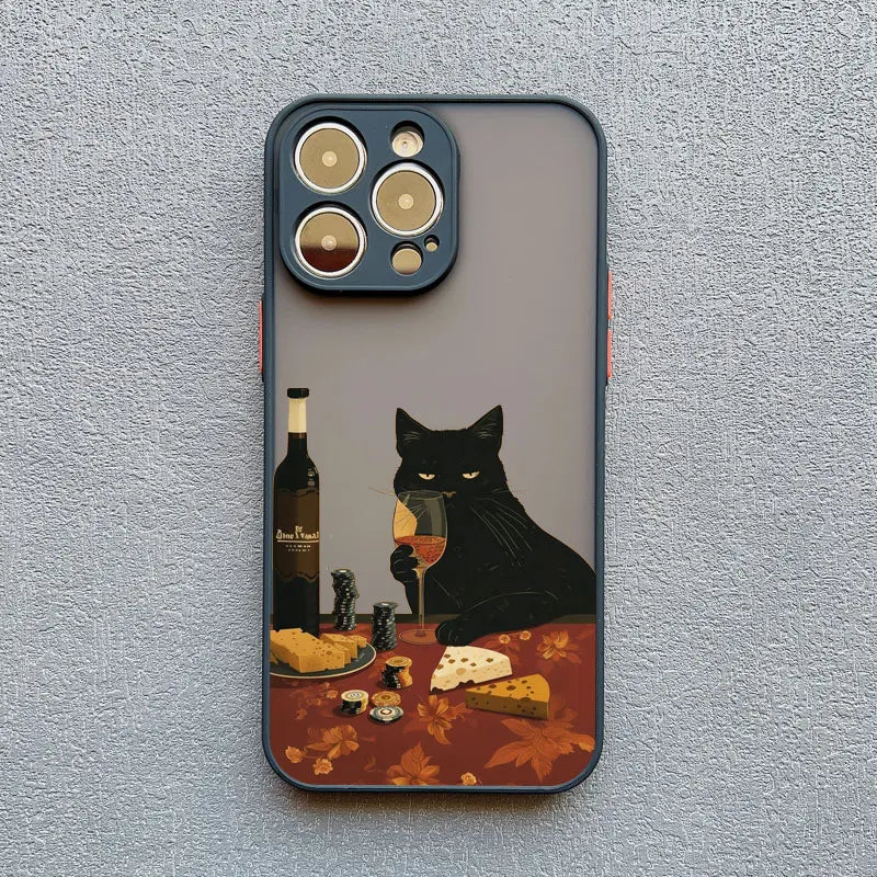 Funny Cat Daily Life iPhone Case – Cartoon Animal Matte Phone Cover