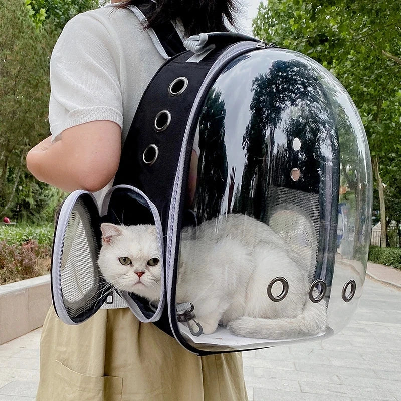 Pet Cat & Small Dog Carrying Backpack – Breathable Transparent Space Capsule Carrier for Travel, Hiking, and Daily Walks