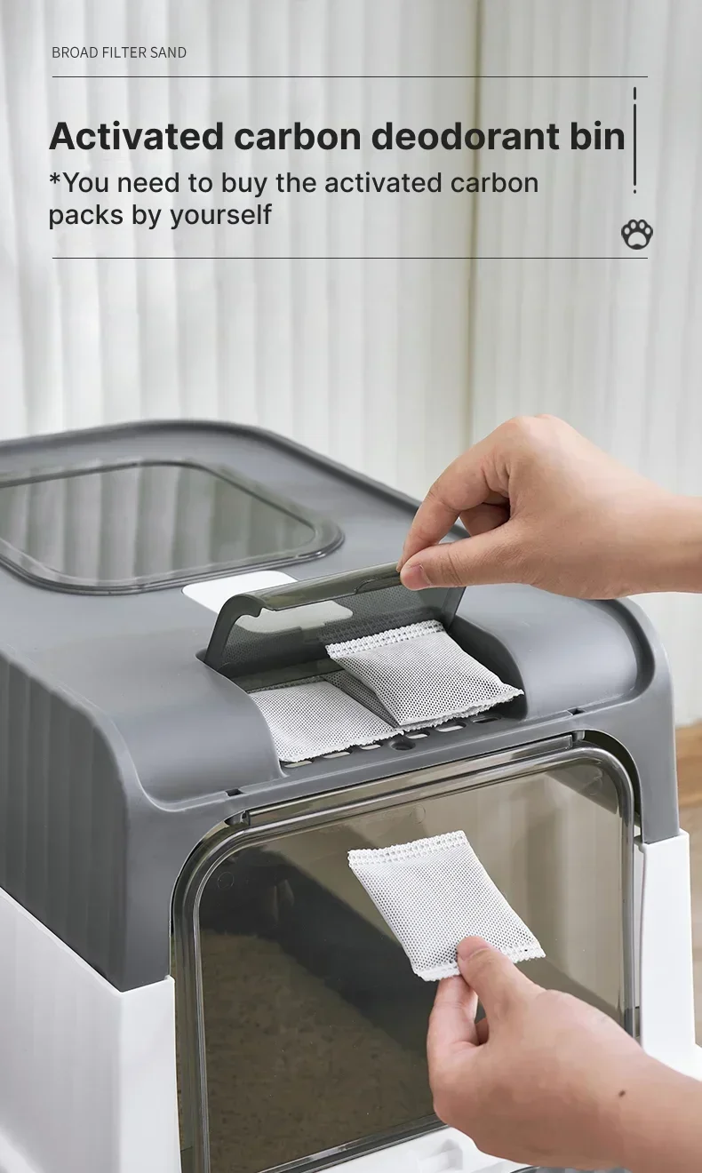 Large Enclosed Cat Litter Box with Pull-Out Drawer