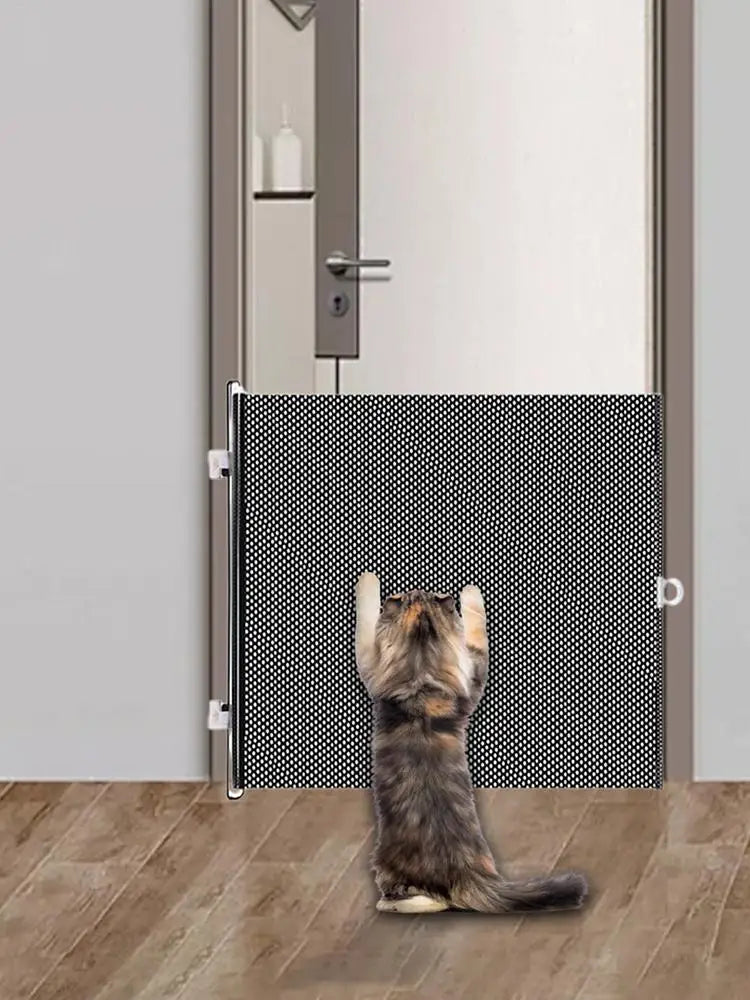 Retractable Indoor Pet Safety Gate for Dogs & Kittens – Mesh Blocking Fence