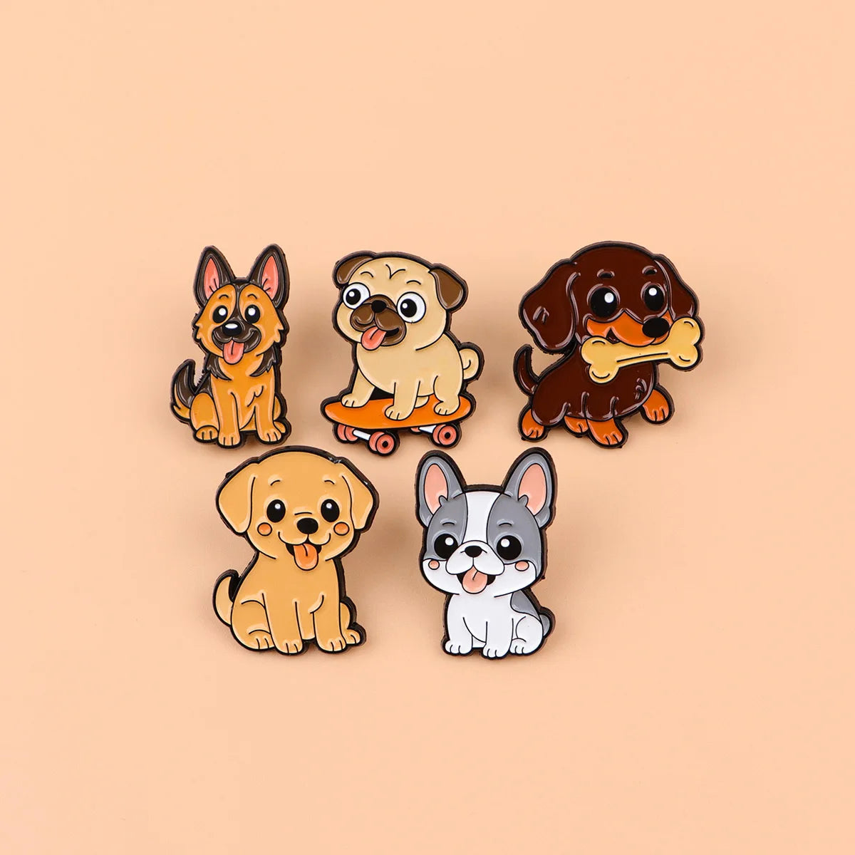 Cute Cartoon Dog Enamel Lapel Pins