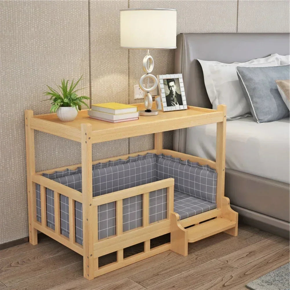 Modern Solid Wood Pet House & Dog Bed Side Table