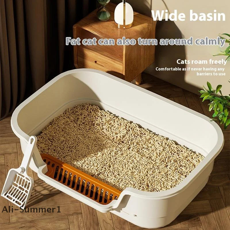 Multifunctional Semi-Enclosed Cat Litter Box – Large Capacity, Odor-Resistant