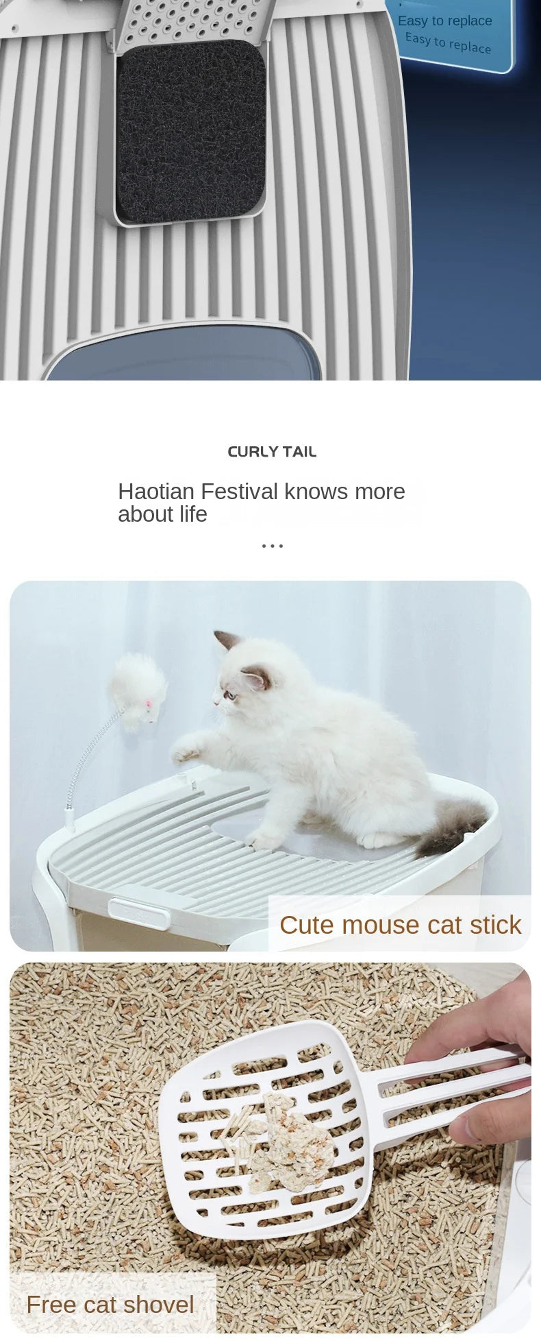 Extra-Large Enclosed Cat Litter Box with Lift-Up Cover