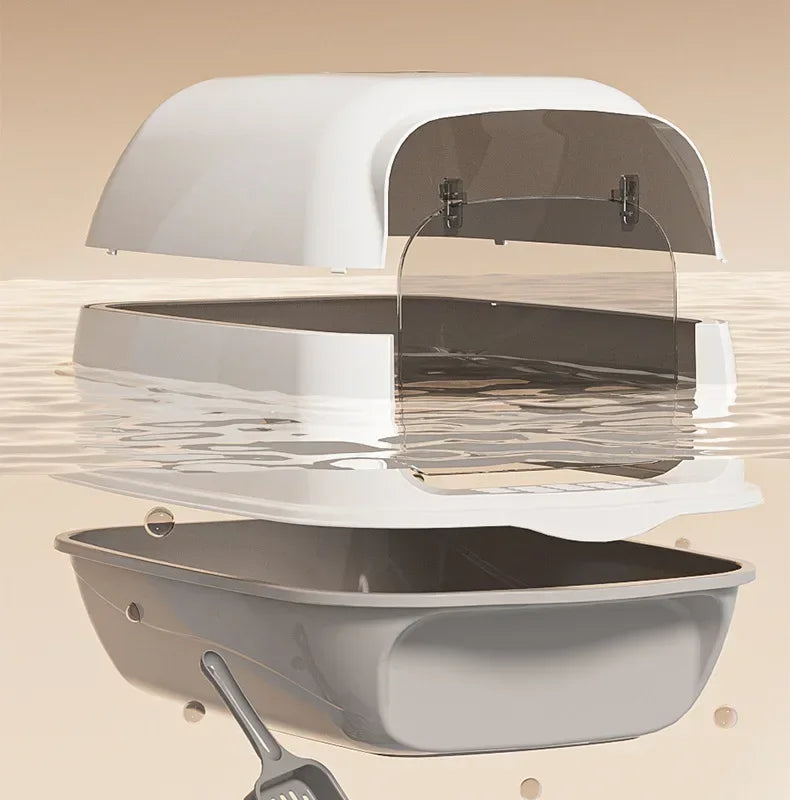 Fully Enclosed Large Cat Litter Box with Removable Top