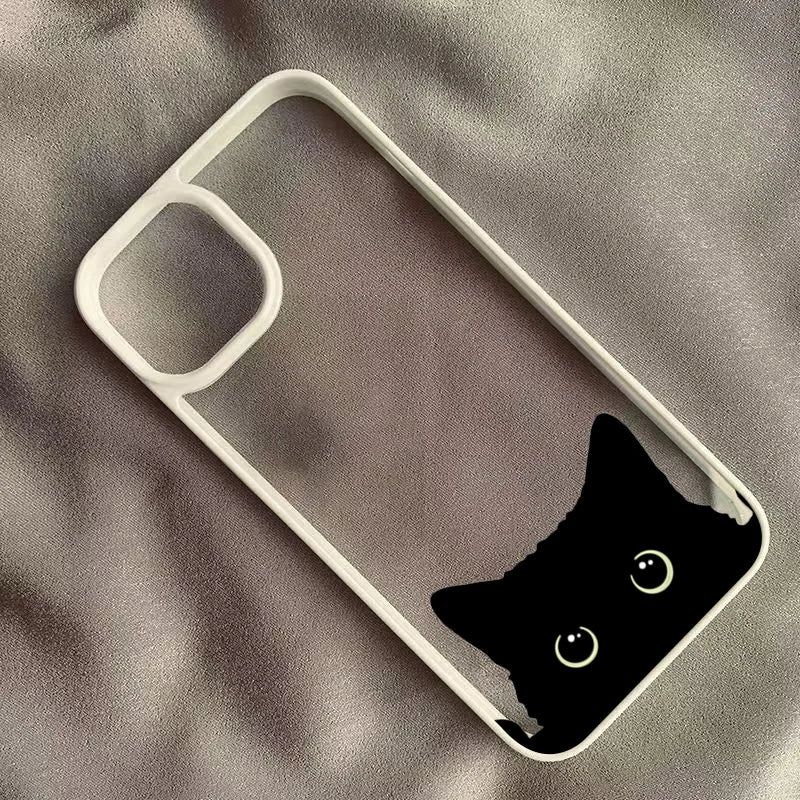 Cute Black Cat Clear iPhone Case – Anti-Fall TPU Cartoon Phone Cover