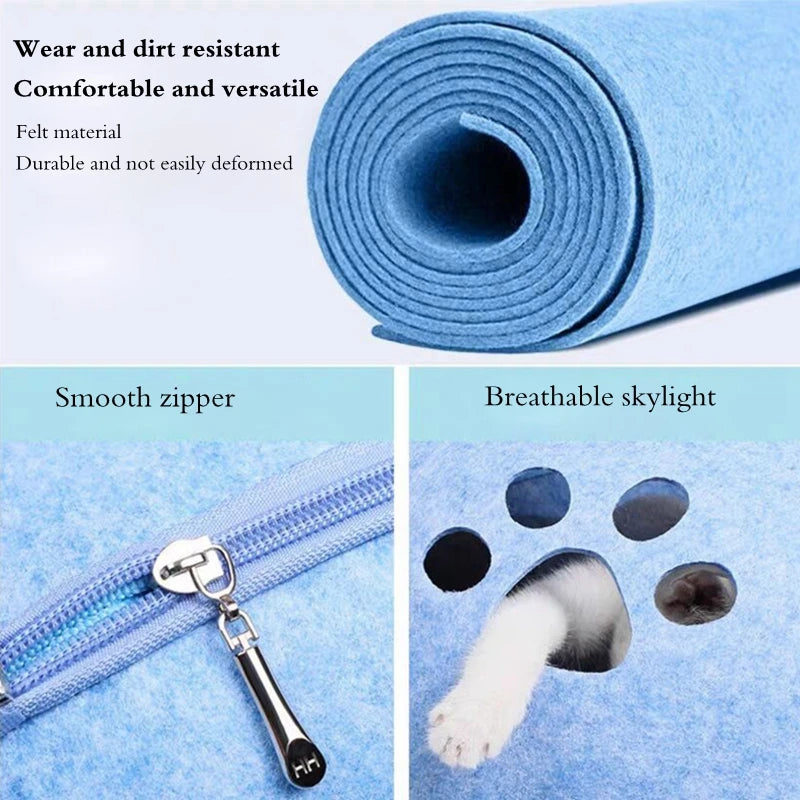 Breathable Felt Cat Cave Bed with Removable Cushion
