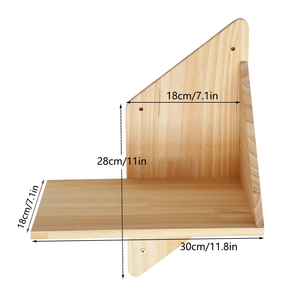 Wall-Mounted Wooden Cat Perch Bed with Scratching & Climbing Function