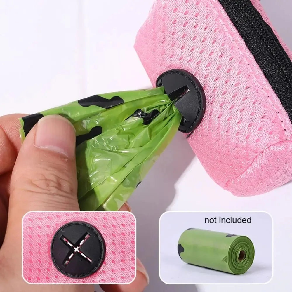 Portable Mesh Dog Poo Bags Dispenser with Buckle