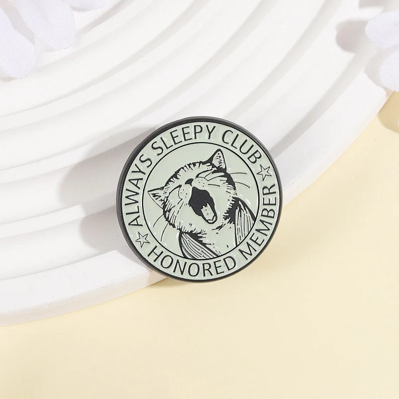 “Always Sleeping Club” Cute Cat Enamel Pin