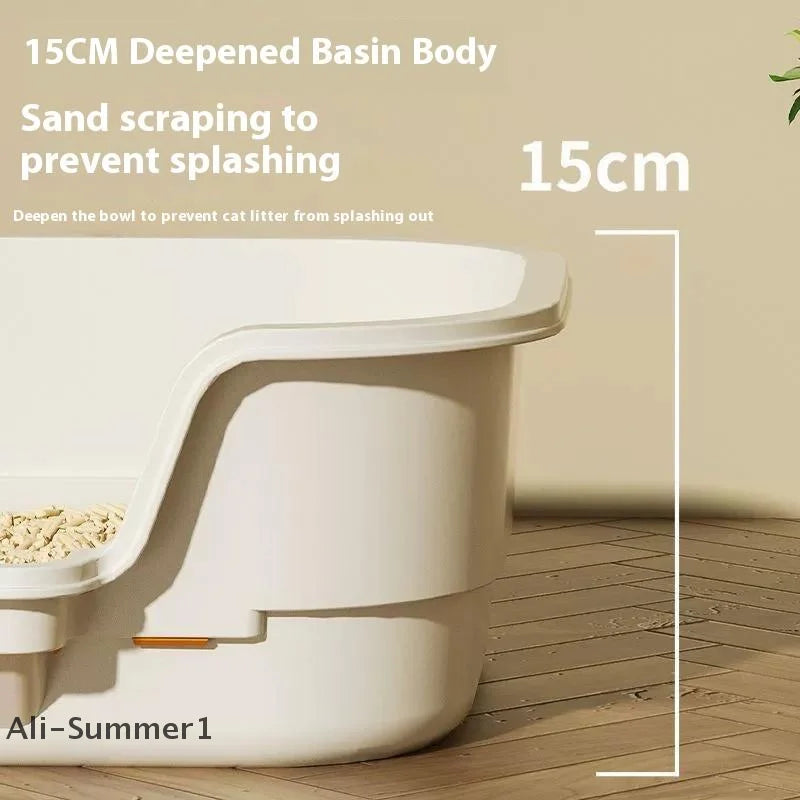 Multifunctional Semi-Enclosed Cat Litter Box – Large Capacity, Odor-Resistant