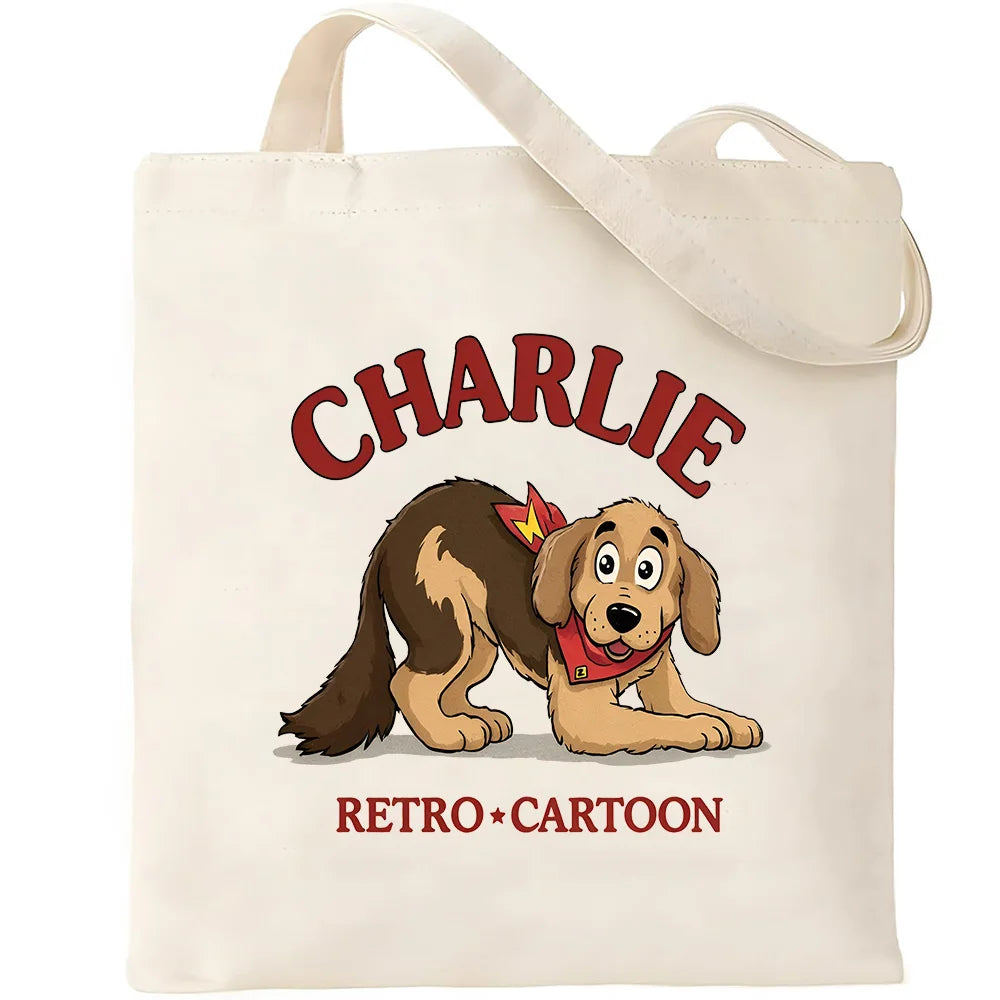 Cute Pet Dog Printed Canvas Tote Bag – Eco-Friendly Large Capacity Handbag for Shopping, Books, Laptop & Essentials
