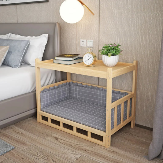 Modern Solid Wood Pet House & Dog Bed Side Table