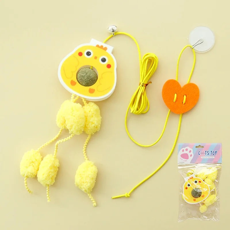 Interactive Door Hanging Cat Toy with Elastic Catching Rope