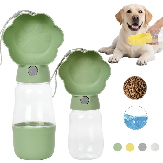 2-in-1 Dog Water Bottle with Food Container – Portable Feeder & Drinking Bowl for Dogs & Cats